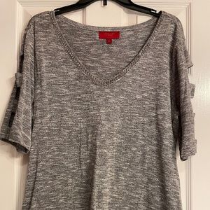 Grey  beaded with cut out sleeve
